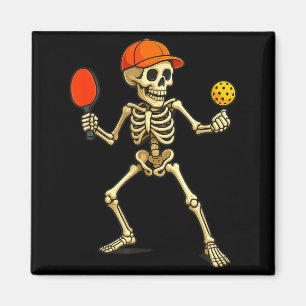 Aimant Squelette jouant au pickleball halloween hommes fe