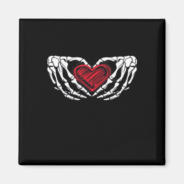 Aimant Squelette Mains Avec Coeur Classique (Devant)