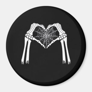Aimant Squelette Mains Cobweb Coeur (Blanc) Classique