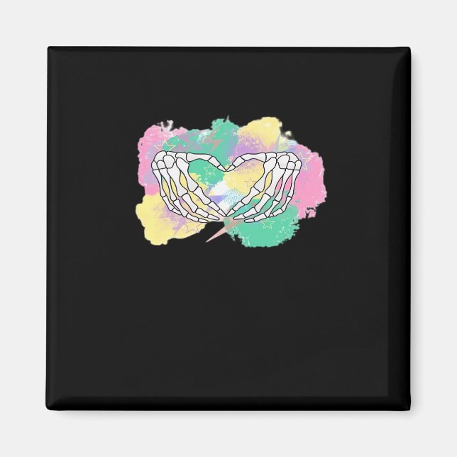 Aimant Squelette Mains Coeur Avec Backgr Abstrait Couleur (Devant)