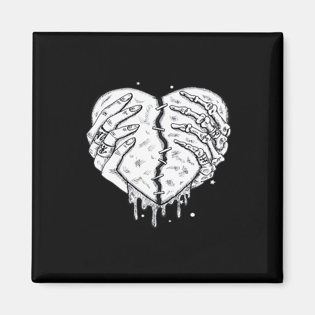 Aimant Squelette Mains Coeur - Coeur gothique Classique (Devant)