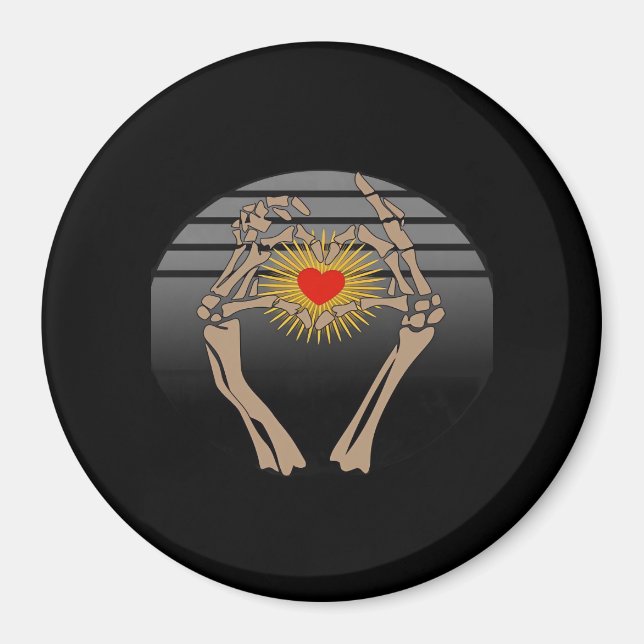 Aimant Squelette Mains Faire Un Coeur Classique (Devant)