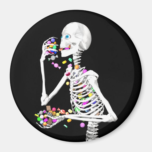Aimant Squelette Manger Halloween Candy (Devant)