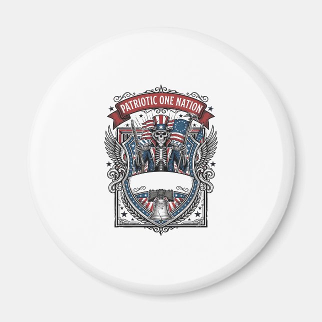 Aimant Squelette oncle Sam patriotique Squelette patriote (Devant)