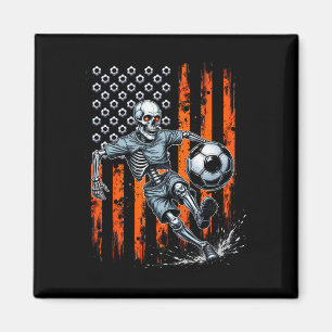 Aimant Squelette Rétro Jouant au Football Drapeau Usa Épo