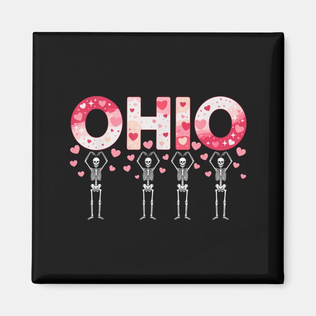 Aimant Squelettes drôles de l'Ohio dans la Saint-Valentin (Devant)