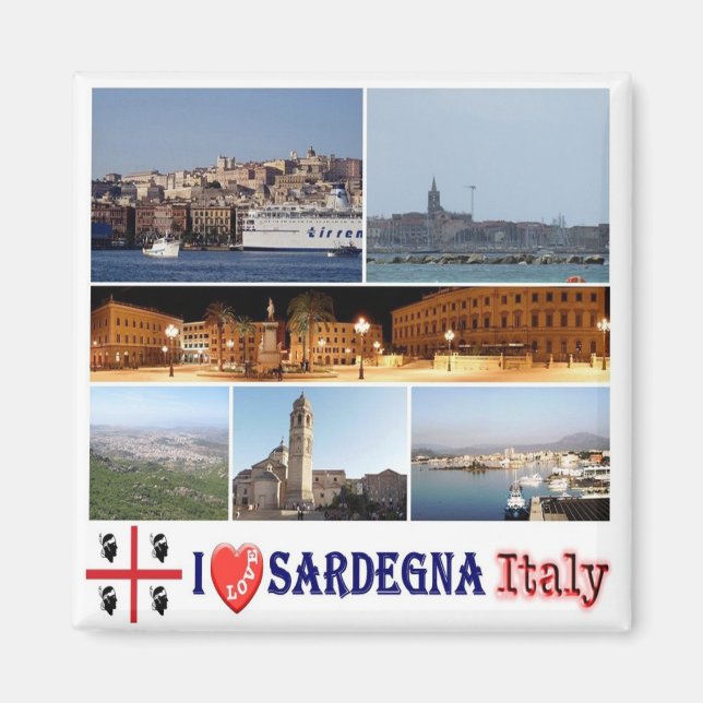 Aimant SRD039 SARDINIA I Love, Mosaic, Italie, Frigo (Devant)