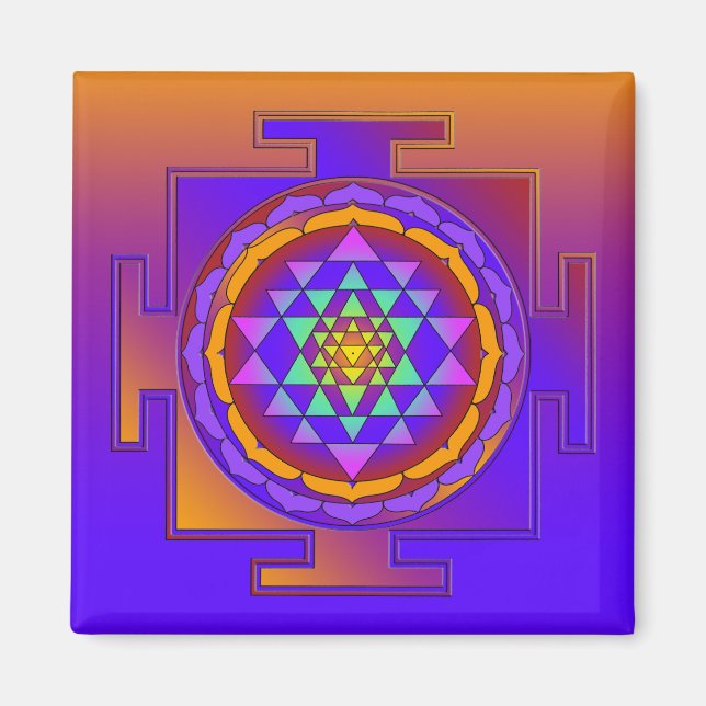 Aimant SRI YANTRA pleine couleur + vos idées (Devant)