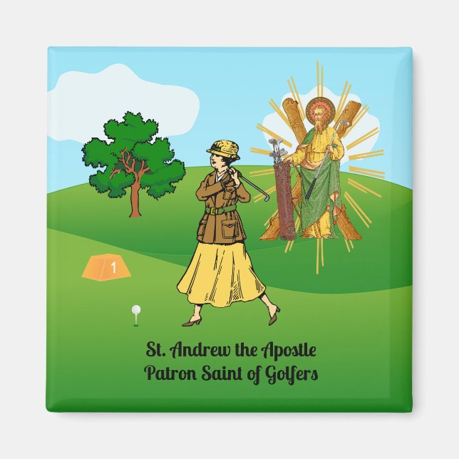 Aimant St. Andrew et Lady Golfer haut de gamme (Devant)
