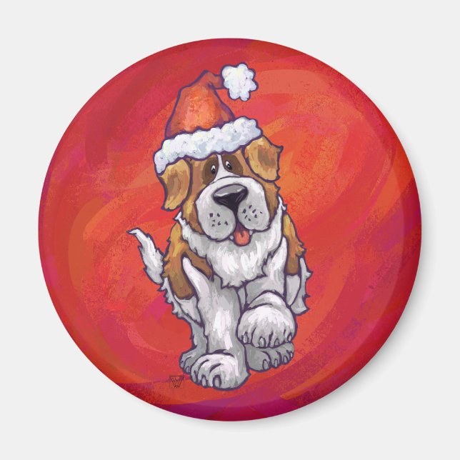 Aimant St Bernard Noël En Rouge (Devant)
