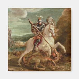 Aimant St. George tuant le dragon, (huile sur panneau)