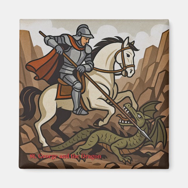 Aimant St.George tue le Dragon - Doudou, Mons (Devant)