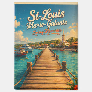 Aimant St-Louis Marie-Galante Ponton Vintage Travel Poste