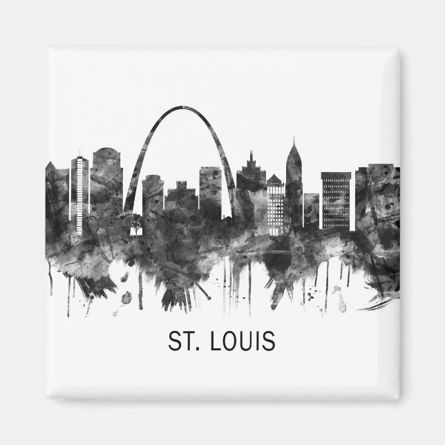 Aimant St. Louis Missouri Skyline BW (Devant)