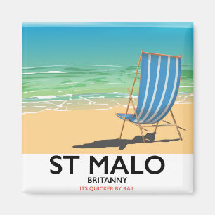 Aimant St Malo, affiche de plage de Britanny