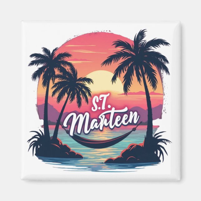 Aimant St. Marteen – Coucher de soleil et hamac tr (Devant)