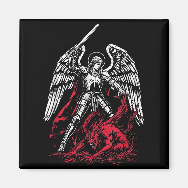 Aimant St Michael The Archangel Defeats Satan Catholic  (Devant)