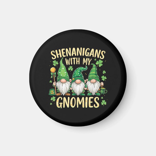 Aimant St Patrick’s Day Lucky Shamrock Gnome  (Devant)