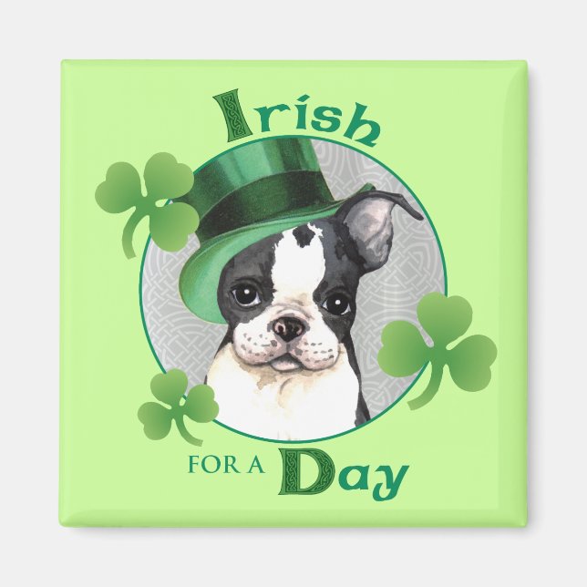 Aimant St. Patrick's Day Boston Terrier (Devant)