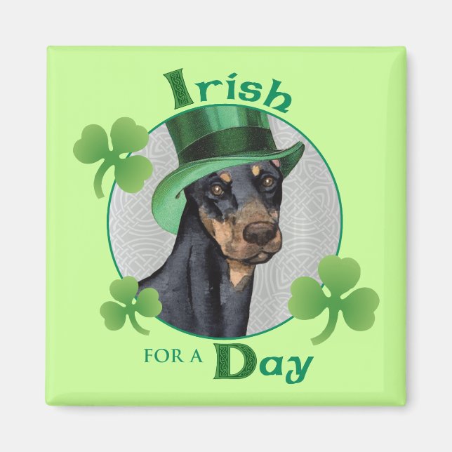 Aimant St. Patrick's Day Doberman Pinscher (Devant)