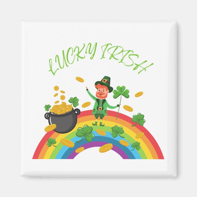 Aimant St. Patricks Day -Funny Lucky Irish Leprechaun (Devant)