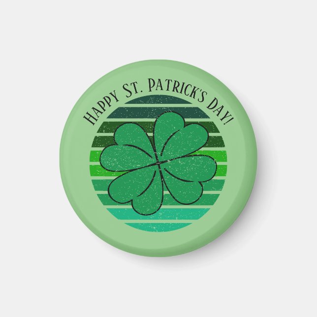 Aimant St. Patrick's Day Irish 4 Leaf Clover Retro (Devant)