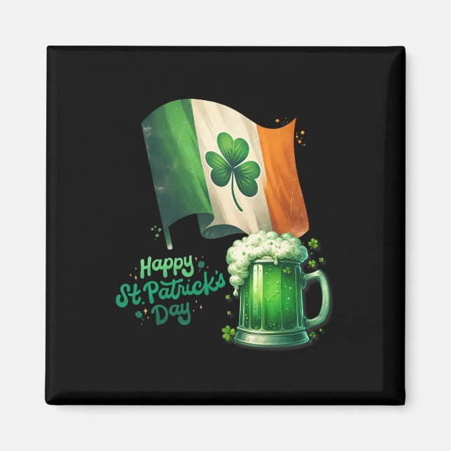 Aimant St Patrick's Day Irish Beer Irlande Drapeau Hommes (Devant)