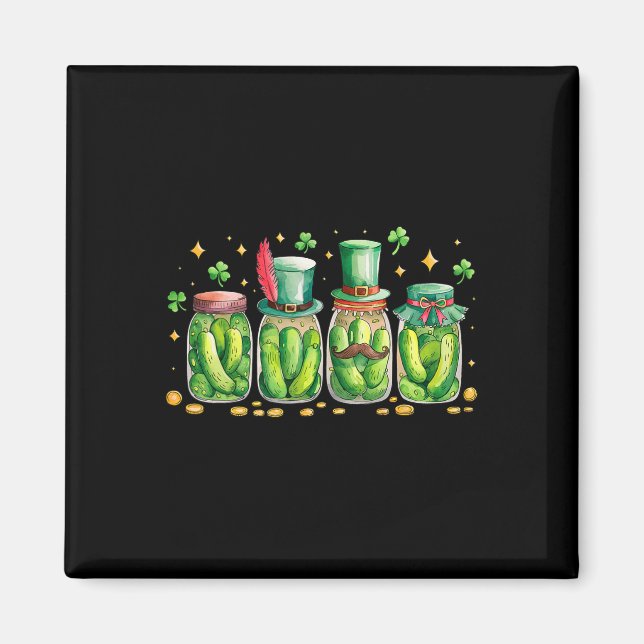 Aimant St. Patrick's Day Jarre de Cornichons Irlandais Am (Devant)
