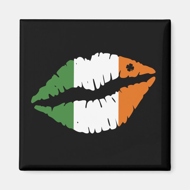 Aimant St Patrick's Day Lucky Shamrock Lips irlandais (Devant)