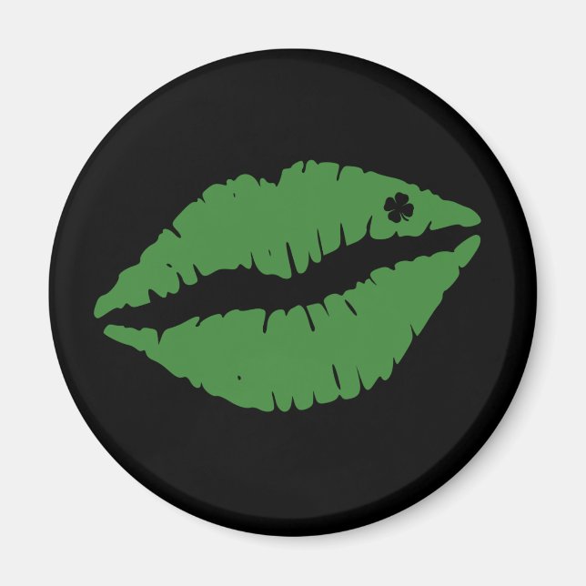 Aimant St Patrick's Day Lucky Shamrock Lips irlandais T-s (Devant)