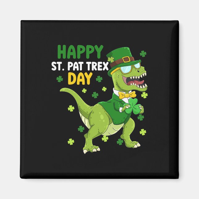 Aimant St Patricks Day Lutins Dinosaure Dino Heureux St  (Devant)