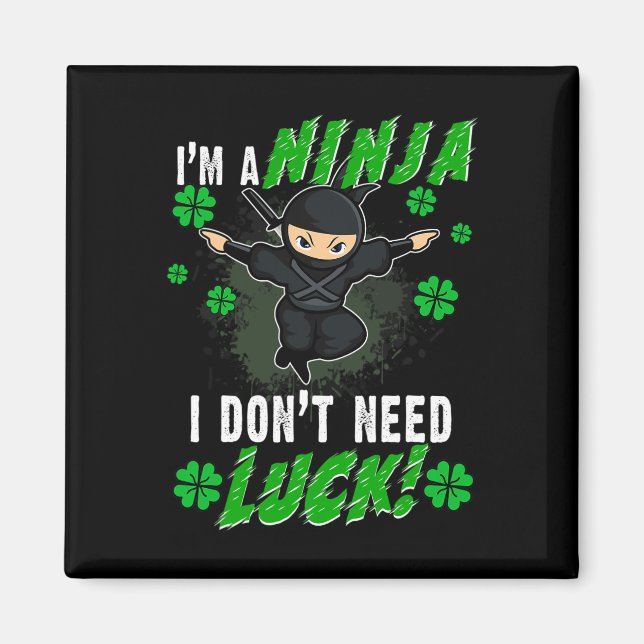 Aimant St. Patrick's Day Ninja Chance verte Enfants Cadea (Devant)