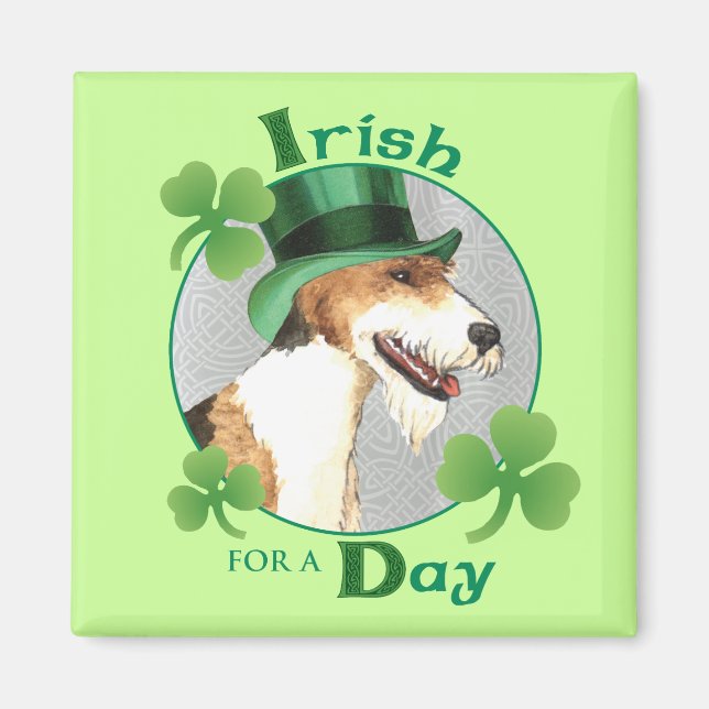 Aimant St. Patrick's Day Wire Fox Terrier (Devant)
