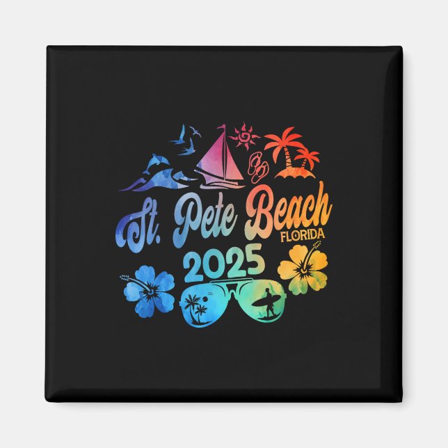 Aimant St. Pete Beach Floride 2025 Tie Dye Vacation Souve (Devant)