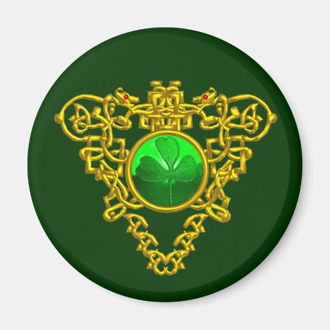 Aimant ST. SHAMROCK vert du coeur CELTIQUE DE LA JOURNÉE  (Devant)