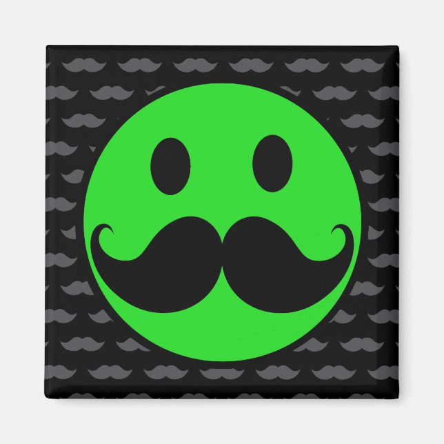 Aimant Stache Mustache verte Retro (Devant)