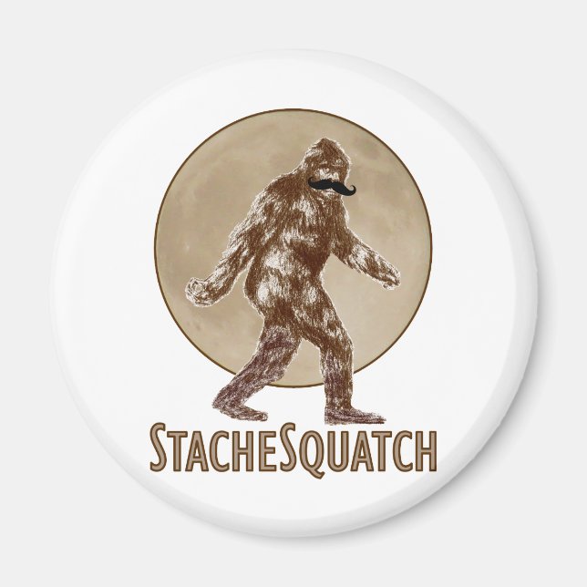 Aimant STACHESQUATCH I Moustache si vous avez vu mon squa (Devant)