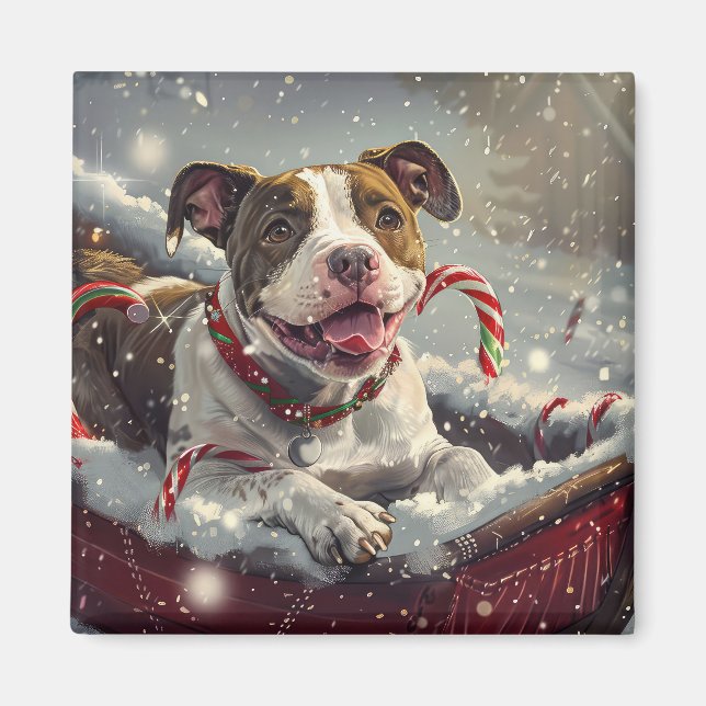 Aimant Staffordshire Américain Fête de Noël (Devant)