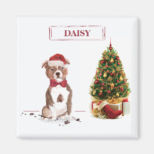 Aimant Staffordshire Bull Terrier Drôle de chien de Noël