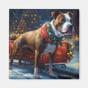 Aimant Staffordshire Bull Terrier Noël Festif