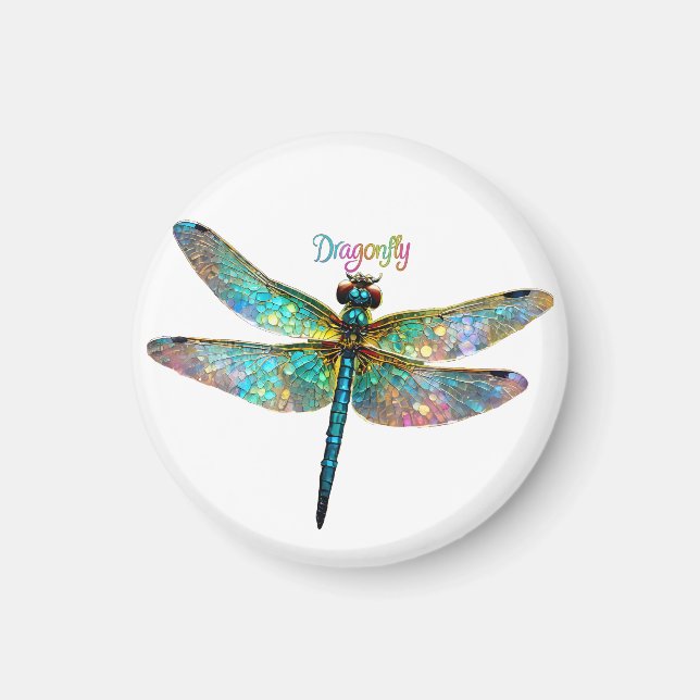 Aimant Stained Glass Colorful Dragonfly (Devant)