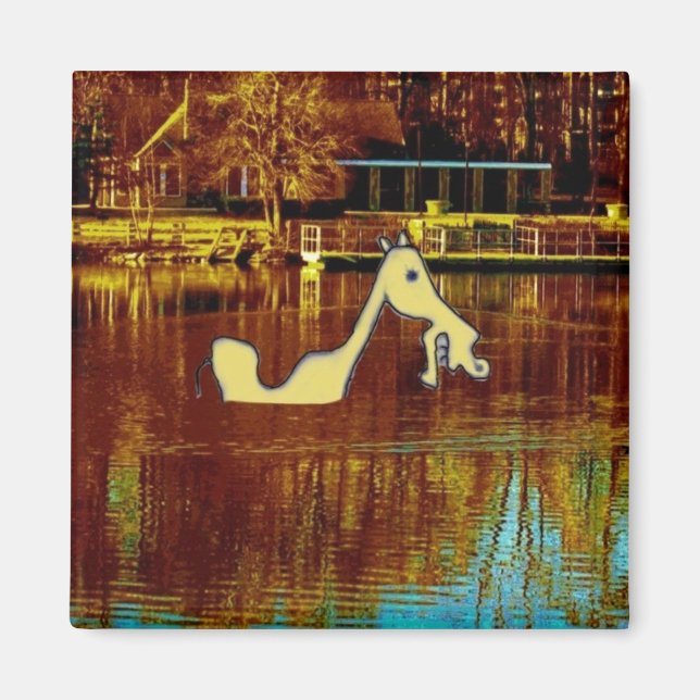 Aimant Stallion jaune prenant un bain (Devant)