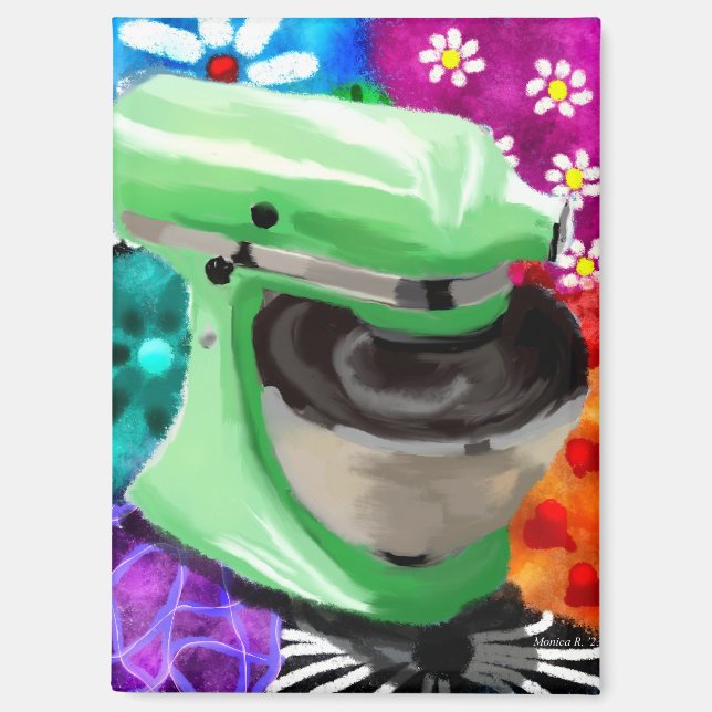 Aimant Stand Mixer Funky Art Abstrait Vert rose (Recto)