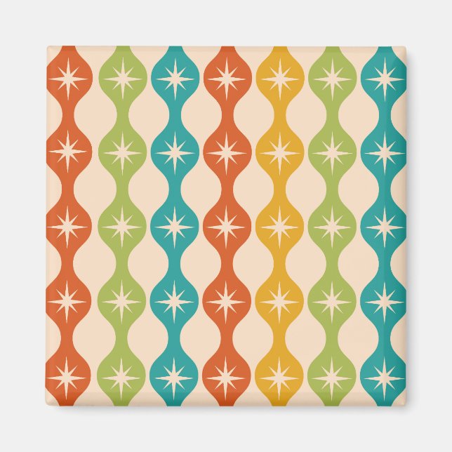 Aimant Starburts rétro du milieu du siècle sur un motif o (Devant)