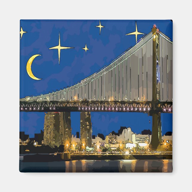 Aimant Starry Night Ben Franklin Bridge (Devant)