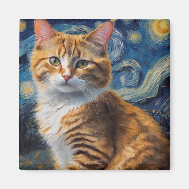 Aimant Starry Night Cat (Devant)