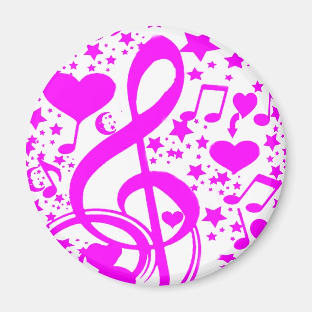 Aimant Stars, Hearts et The music notes-Pink_ (Devant)