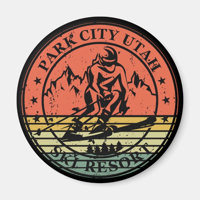 Aimant Station de ski de Park City Utah vintage (Devant)
