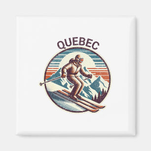 Aimant Station de ski d'hiver Retro Vintage Québec Canada
