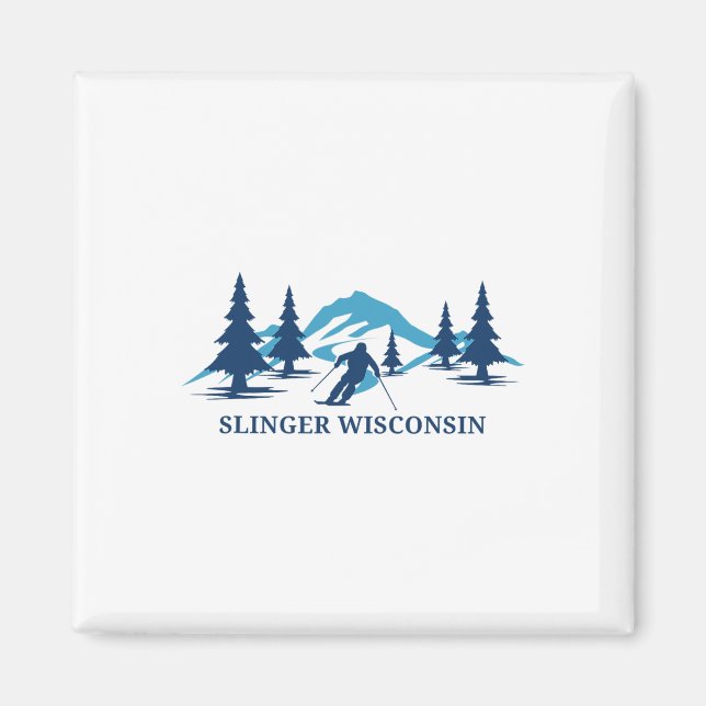 Aimant Station de ski Slinger Wisconsin Skieur  (Devant)